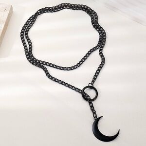 Black Crescent Moon Pendant Necklace